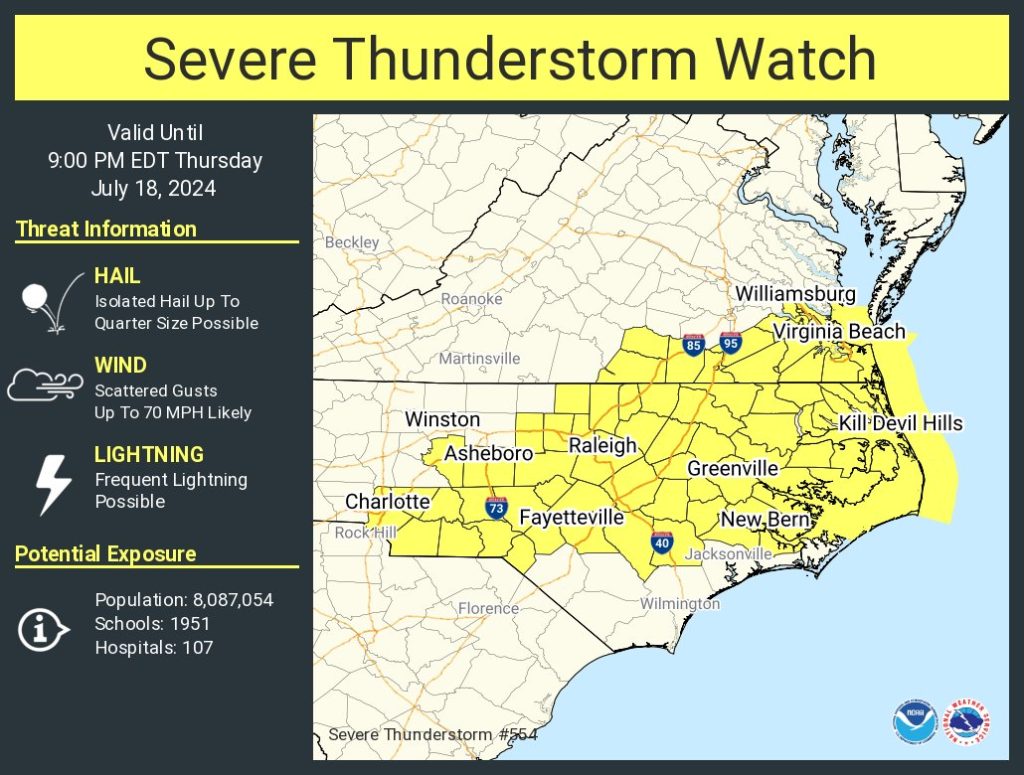 Severe Thunderstorm Watch in effect until 9 p.m. Thursday