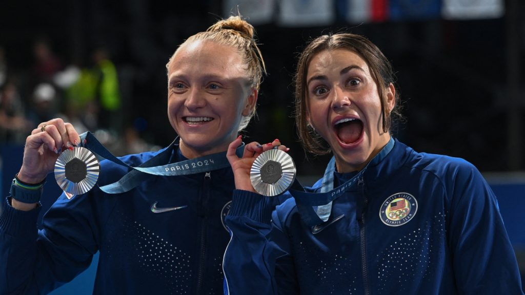 Team USA synchronized divers take first U.S. Paris Olympic medal : NPR