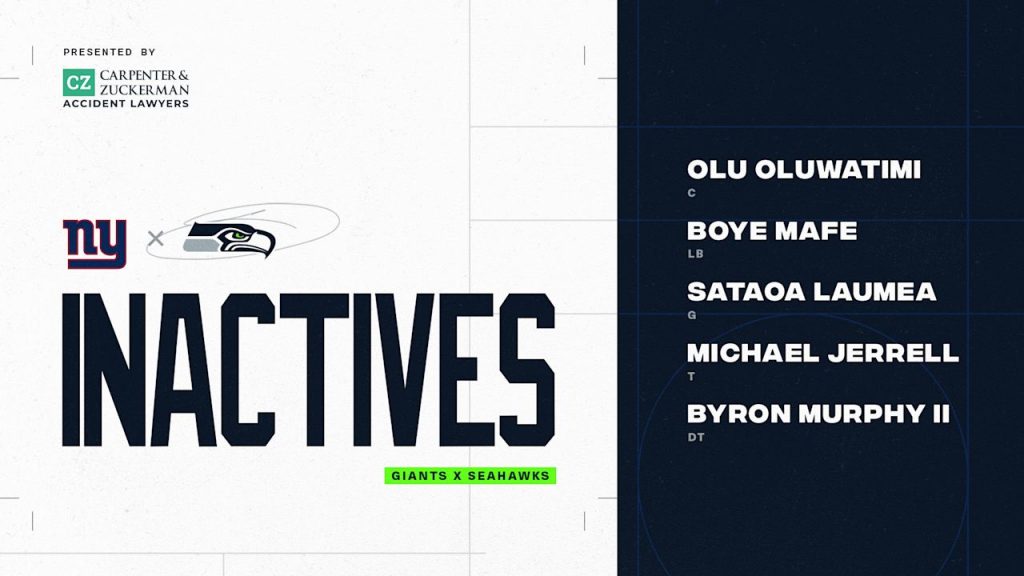 Seahawks at Giants Inactives – 2024 Week 5